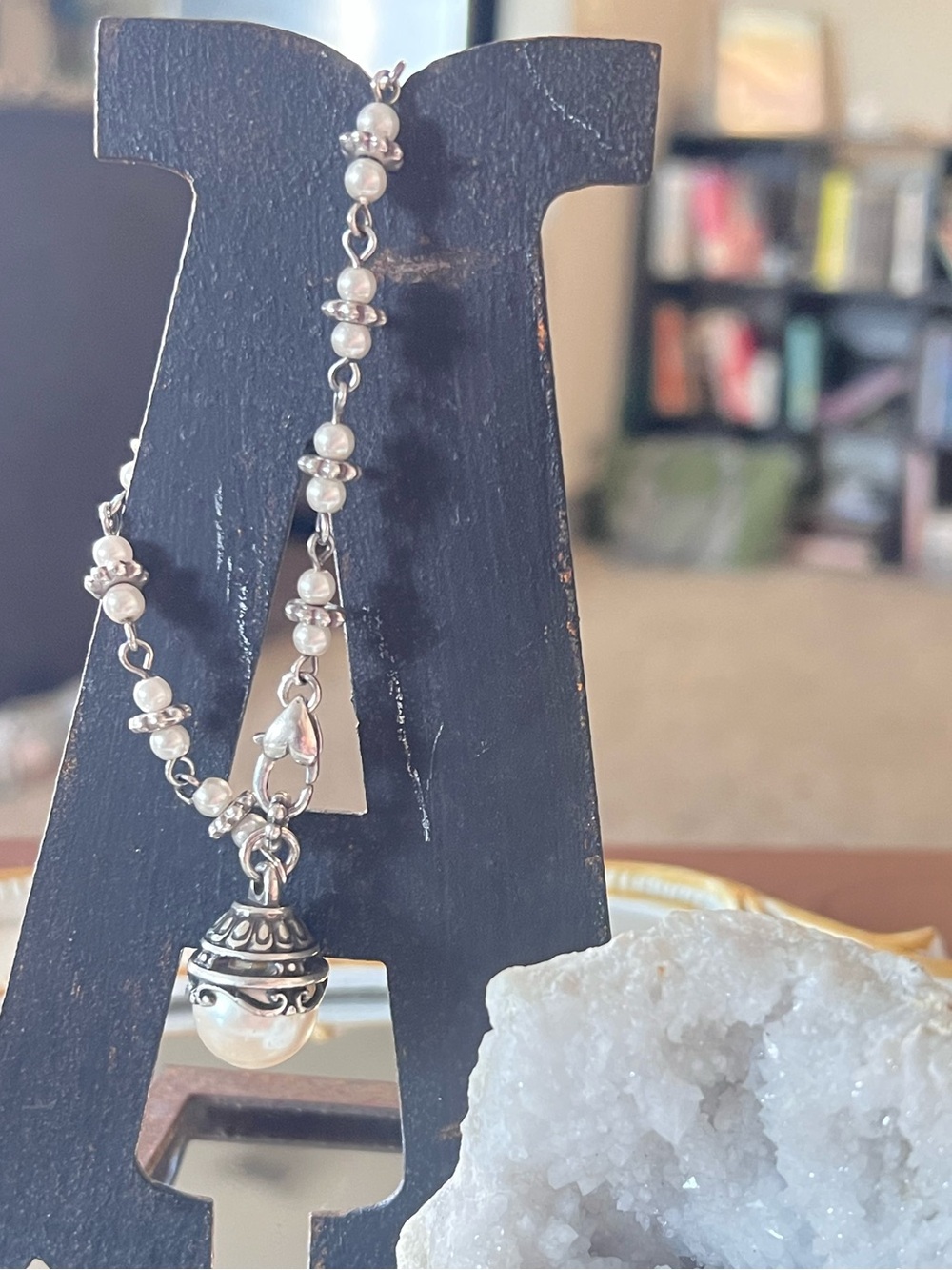 Silver Pearl Beaded Bracelet - Picture 7 of 7